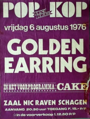 Golden Earring show ad August 06, 1976 Schagen - Zaal Nic Raven
